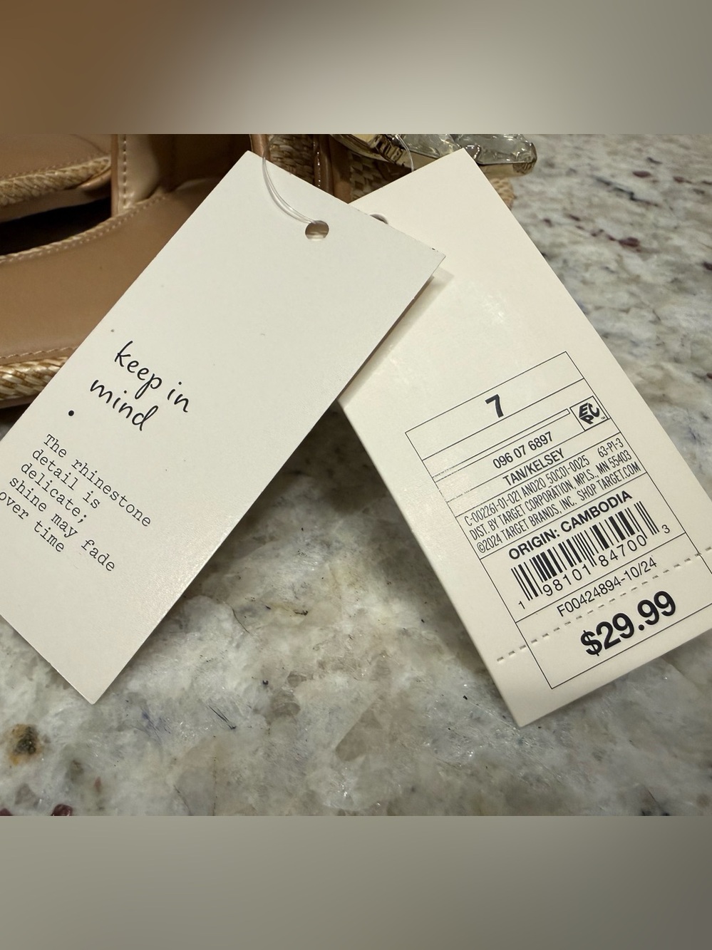 a new day Kelsey Tan Straw Look Slide Sandals with Crystal Buckles Size 7 - NIB - Picture 11 of 13